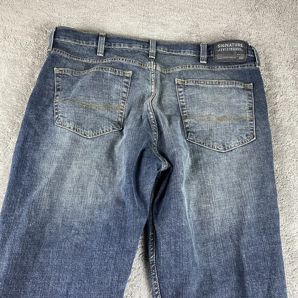 Signature Levis S37 Slim Jeans‎ Mens 38x32 Blue Medium Wash Denim Mid Rise